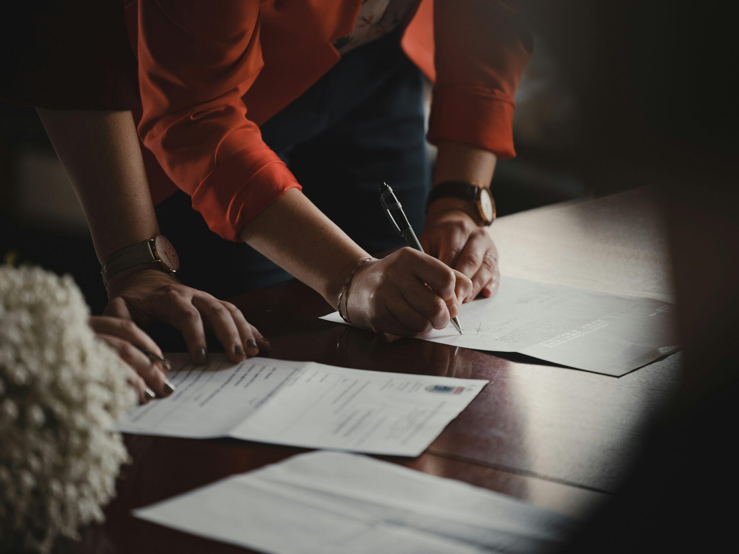 person signing documents